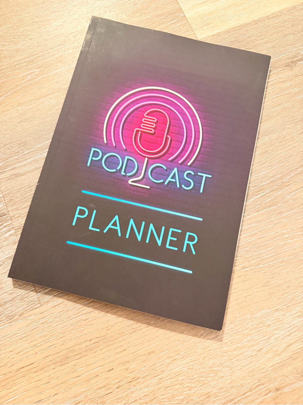 Podcast Planner Notebook - Neon Microphone Cover